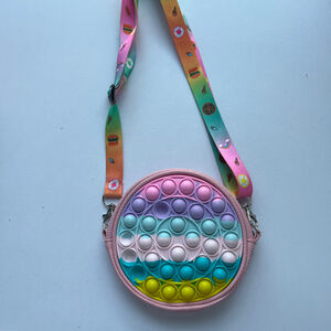 Women’s Circular Crossbody Bag with Pop-it Sensory Design 8 Inch